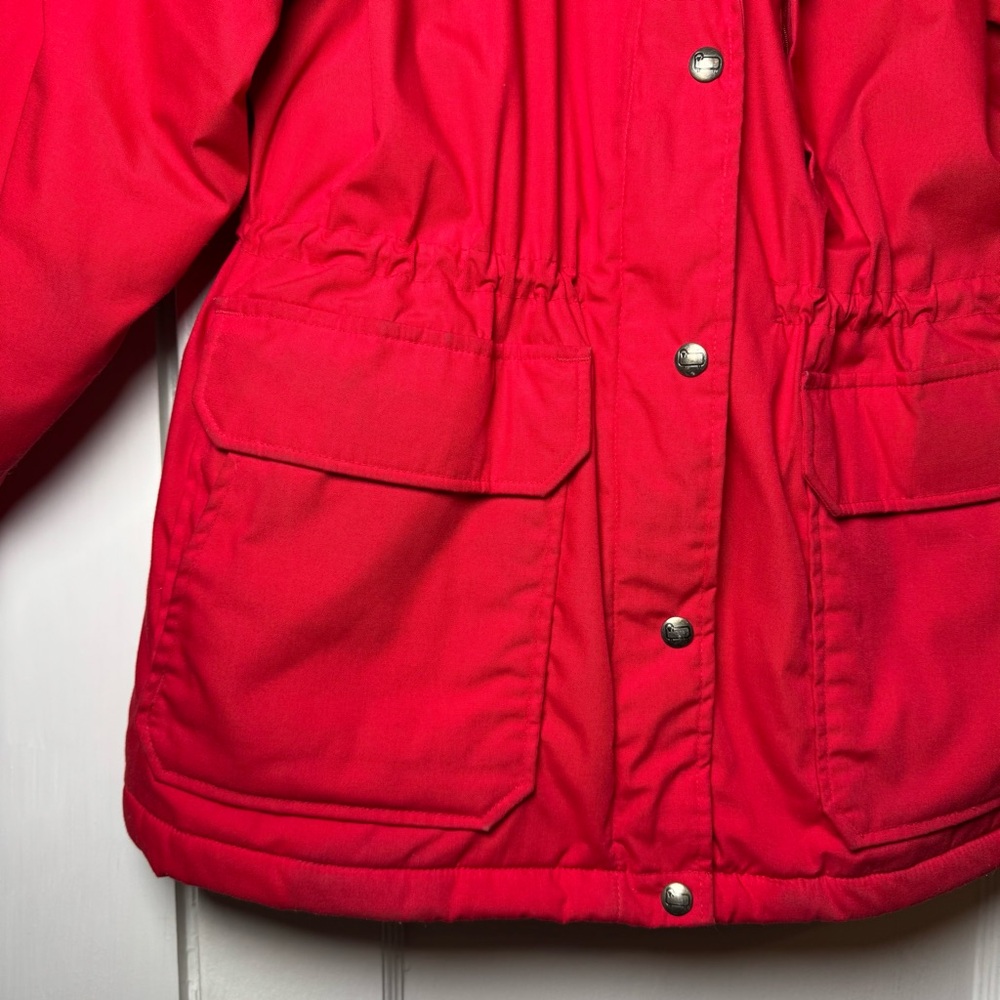 Woolrich Flannel Lined Fur Trim Parka Red Winter Coat Large - Picture 4 of 16